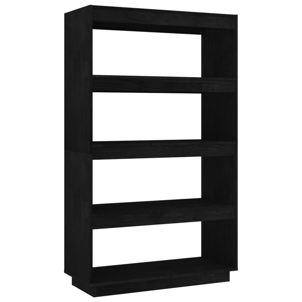 Bibliothèque/séparateur de pièce noir 80x35x135 cm bois de pin massif