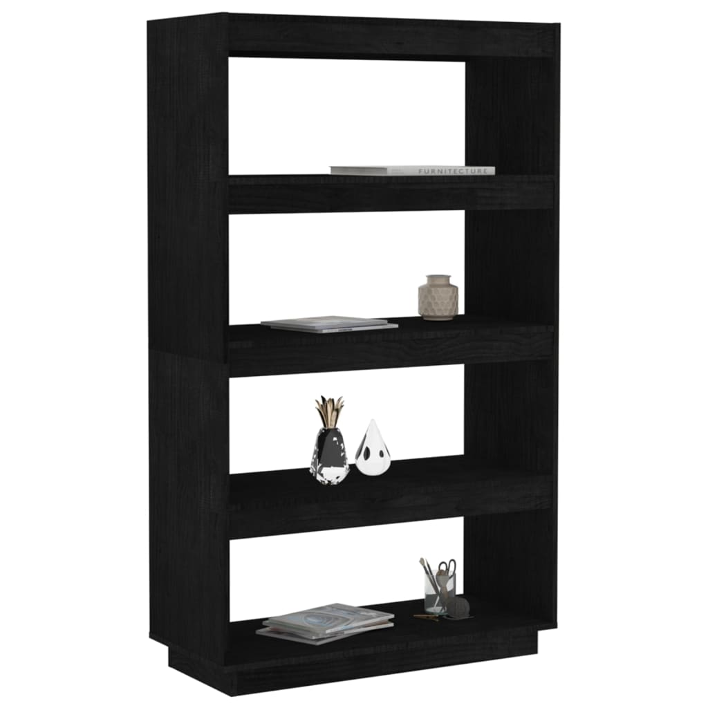Bibliothèque/séparateur de pièce noir 80x35x135 cm bois de pin massif