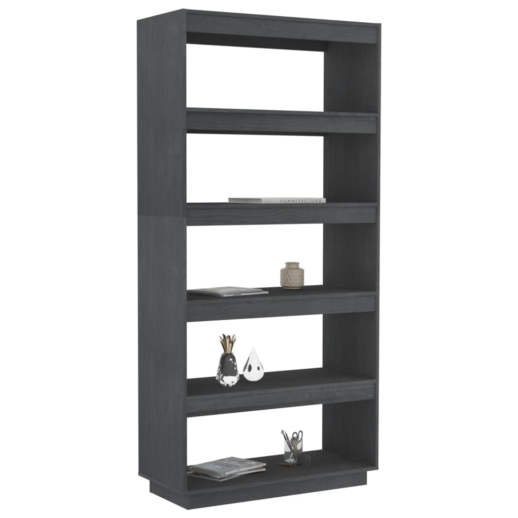 Bibliothèque/séparateur de pièce gris 80x35x167 cm bois de pin massif
