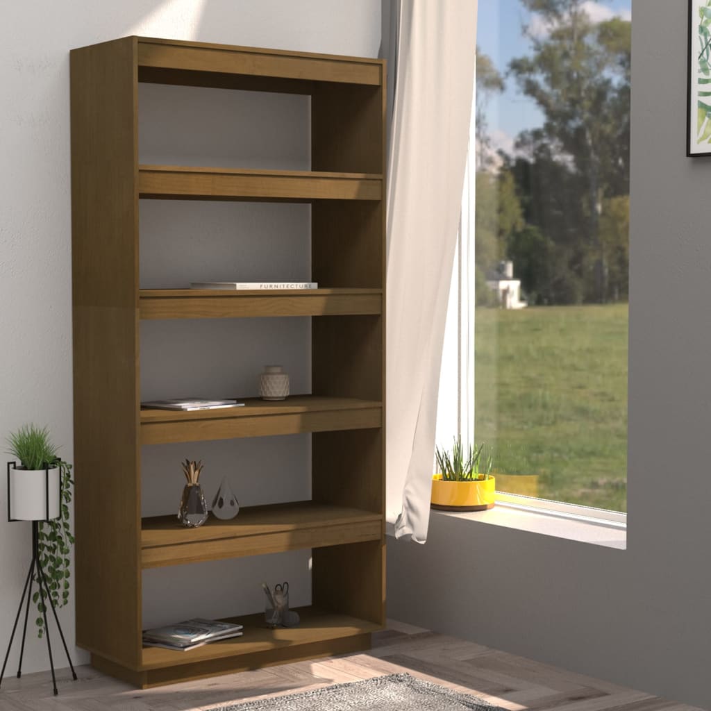 Bibliothèque/séparateur de pièce marron miel 80x35x167 bois de pin massif