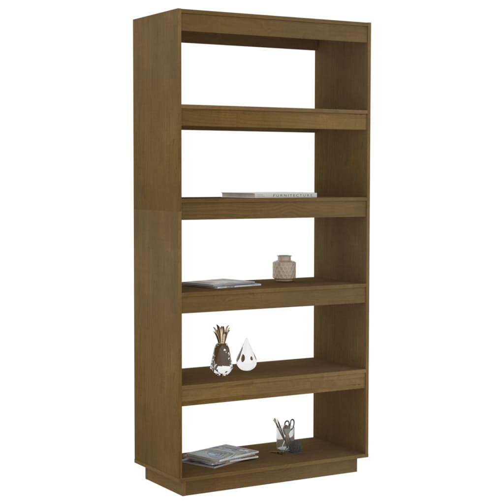 Bibliothèque/séparateur de pièce marron miel 80x35x167 bois de pin massif