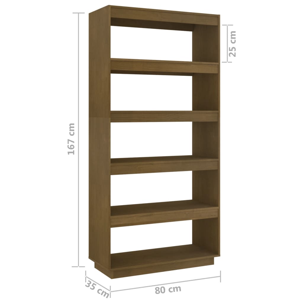 Bibliothèque/séparateur de pièce marron miel 80x35x167 bois de pin massif