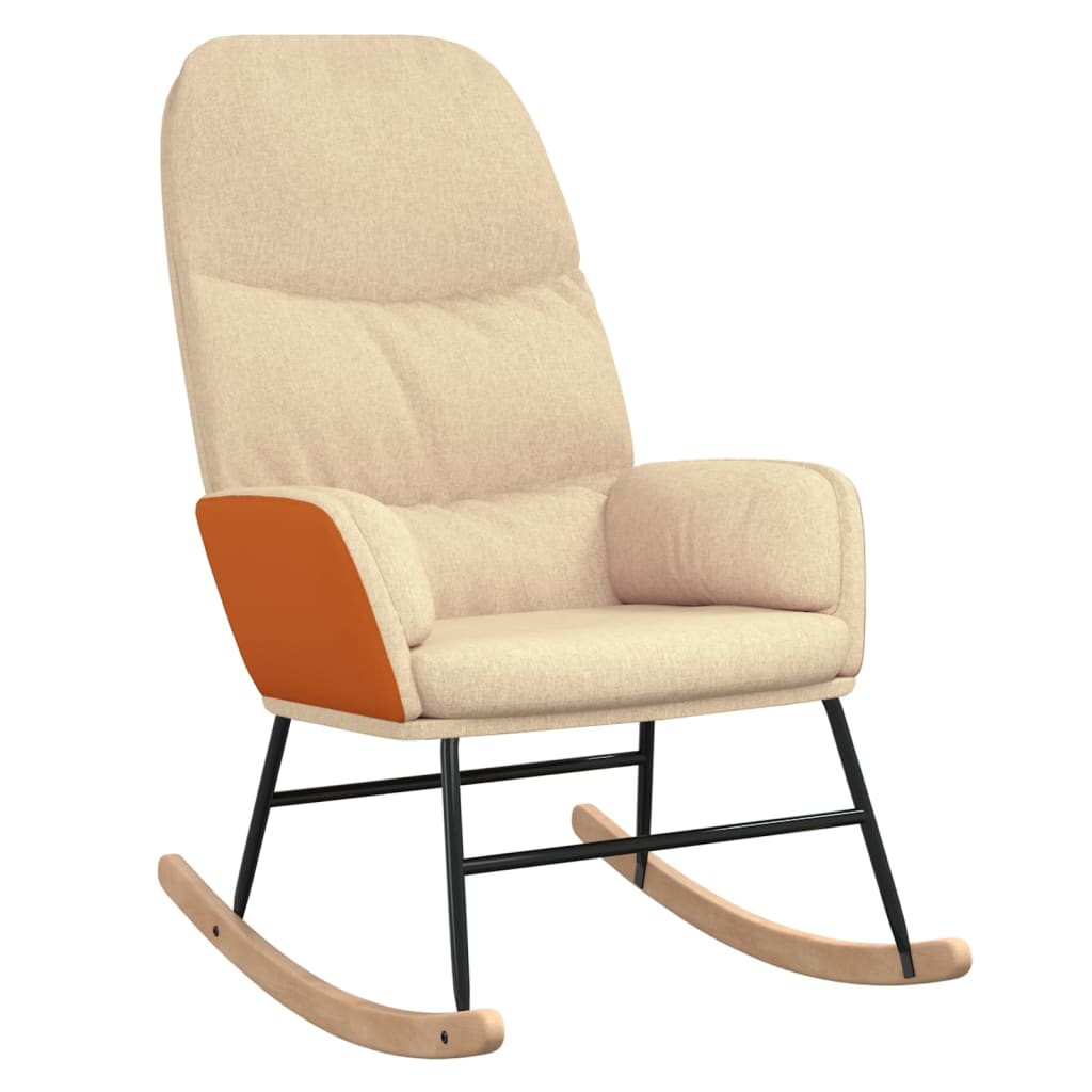 Rocking chair tissu blanc crème