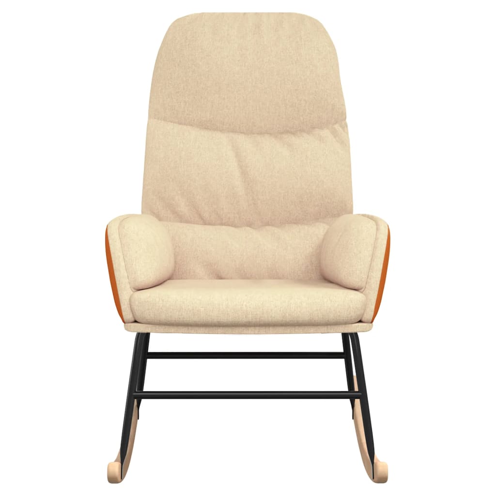 Rocking chair tissu blanc crème