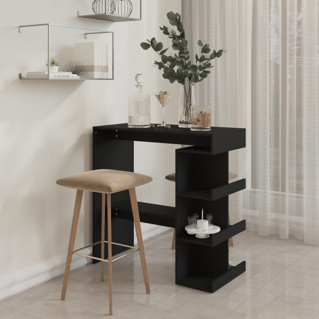 Bar table with shelf black 100x50x101.5 cm made of wood