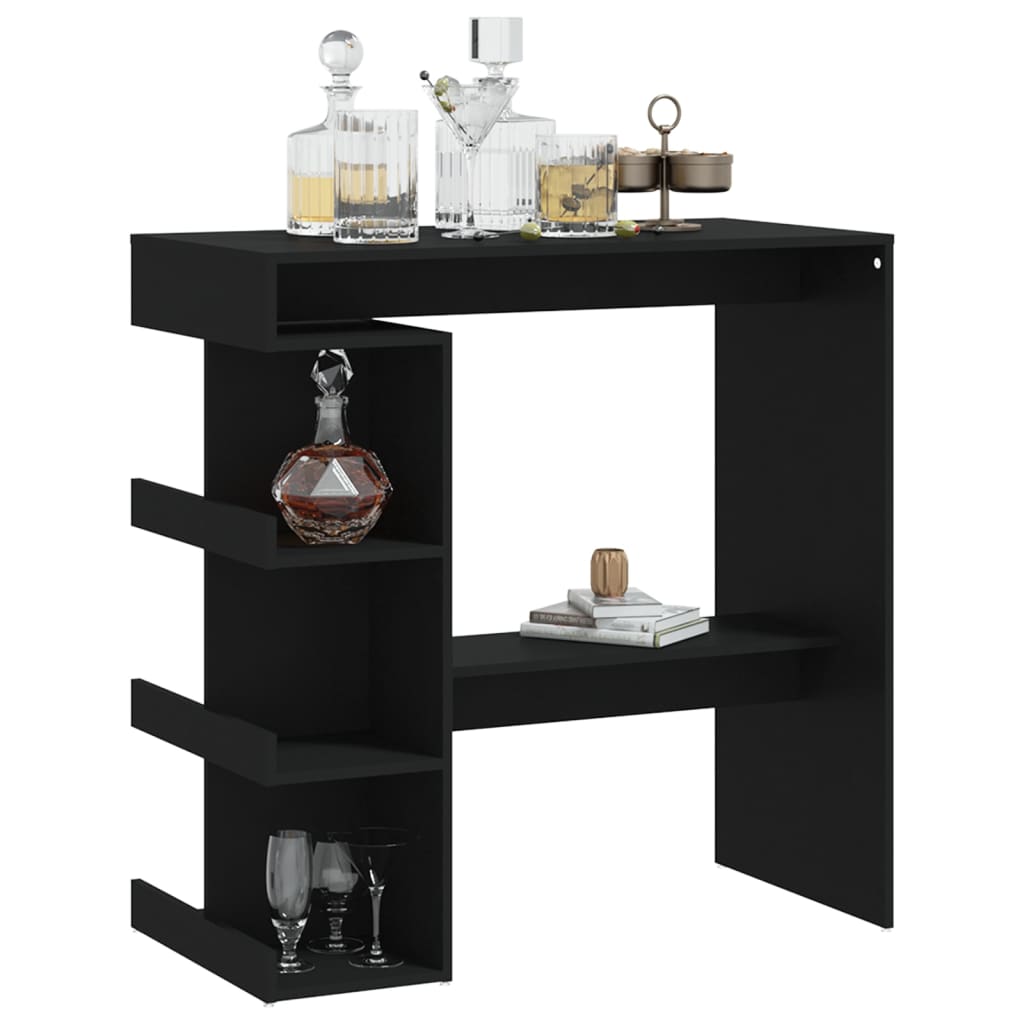 Bar table with shelf black 100x50x101.5 cm made of wood