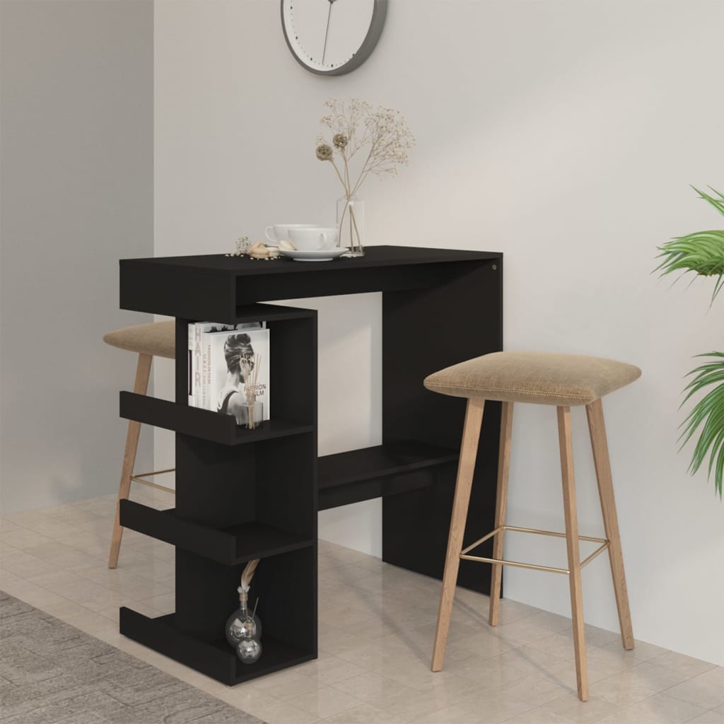 Bar table with shelf black 100x50x101.5 cm made of wood