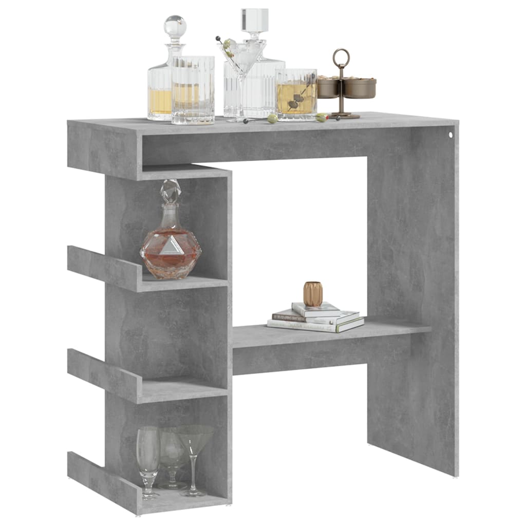Bar table with shelf concrete gray 100x50x101.5 cm made of wood