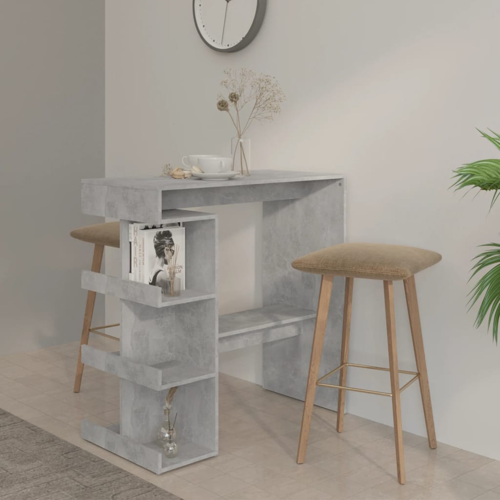 Bar table with shelf concrete gray 100x50x101.5 cm made of wood