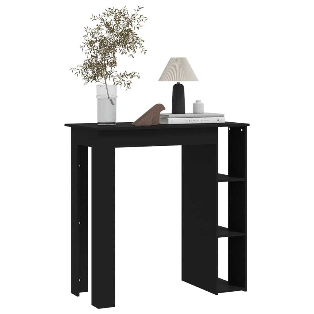 Bar table with shelf black 102x50x103.5 cm made of wood