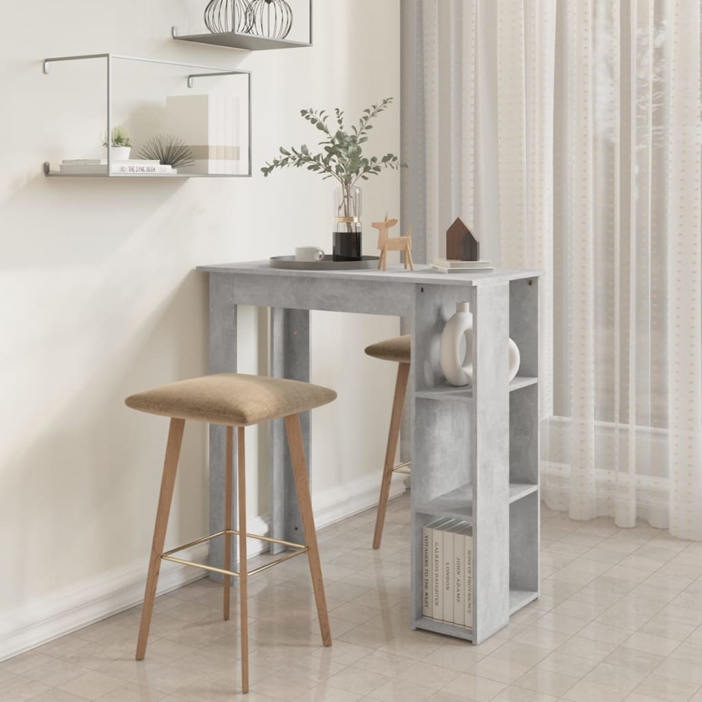 Bar table with shelf concrete gray 102x50x103.5 cm made of wood material
