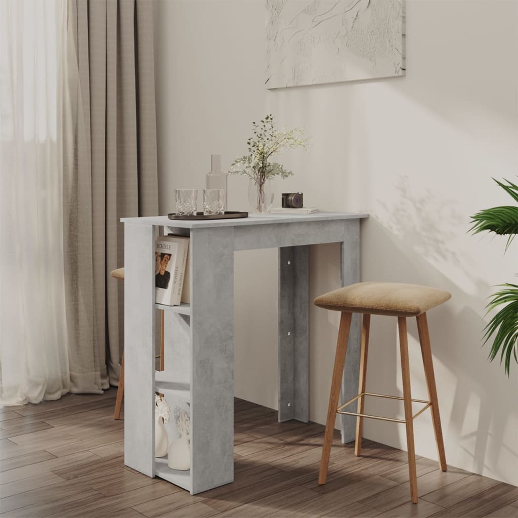 Bar table with shelf concrete gray 102x50x103.5 cm made of wood material