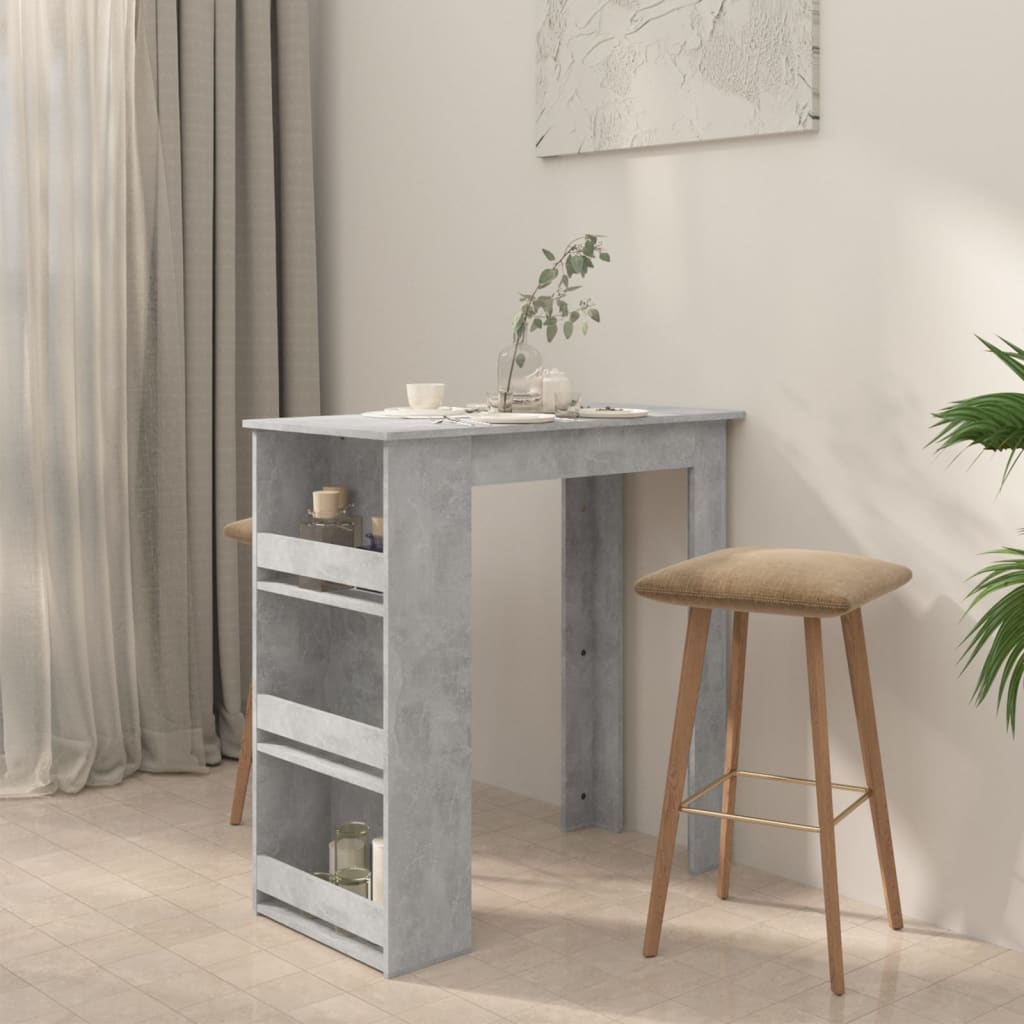 Bar table with shelf concrete gray 102x50x103.5 cm