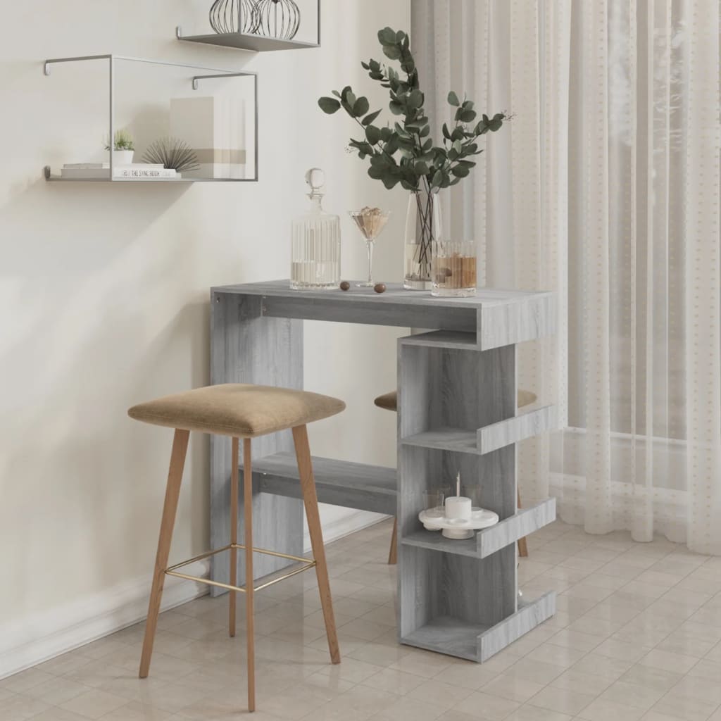 Bar table with shelf Gray Sonoma 100x50x101.5 cm