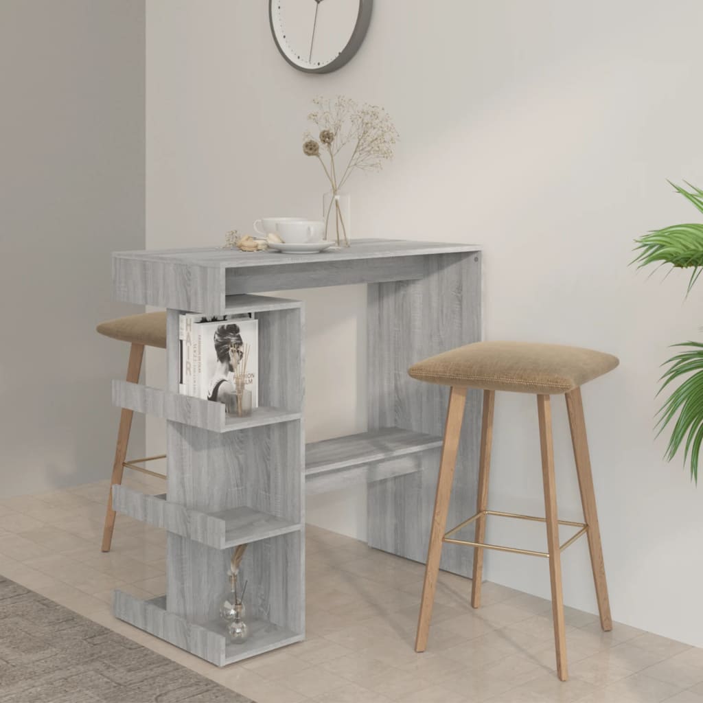 Bar table with shelf Gray Sonoma 100x50x101.5 cm