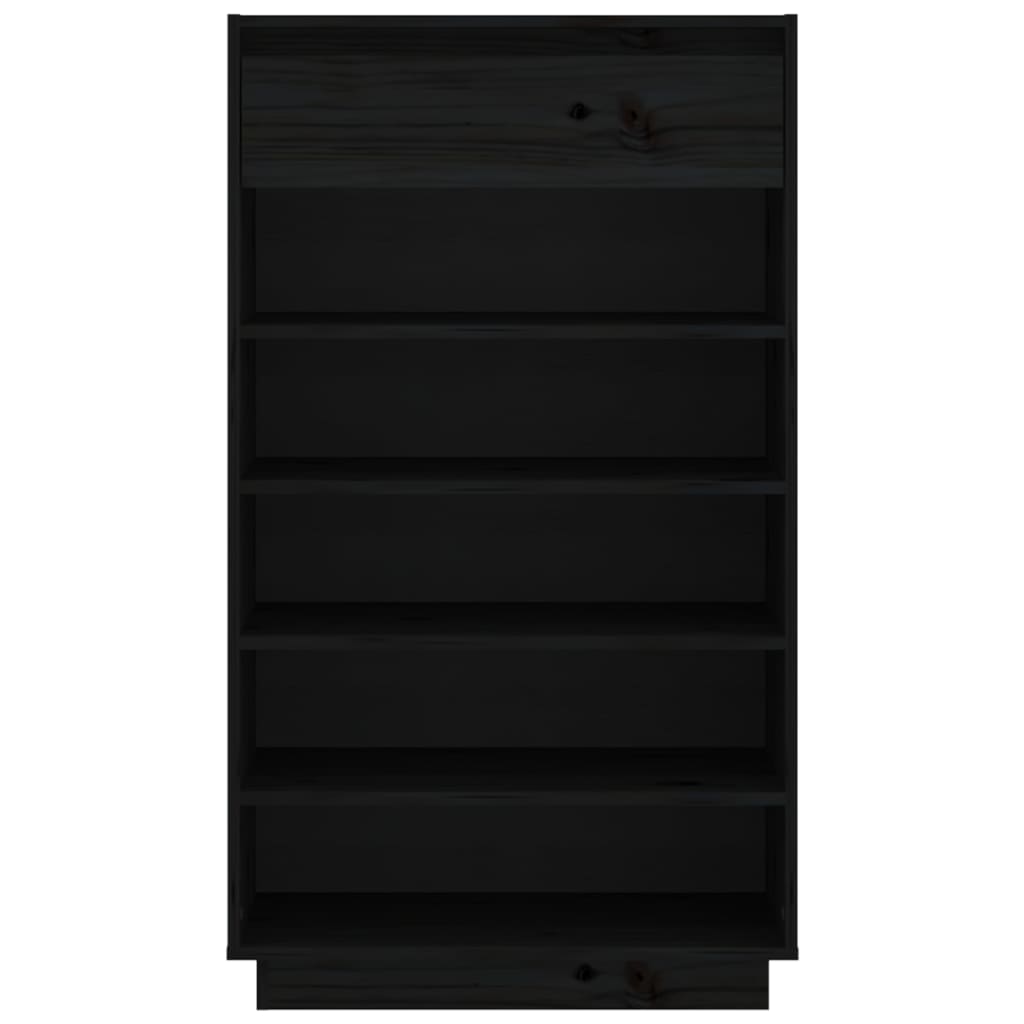 Étagère à chaussures noir 60x34x105 cm en bois de pin massif
