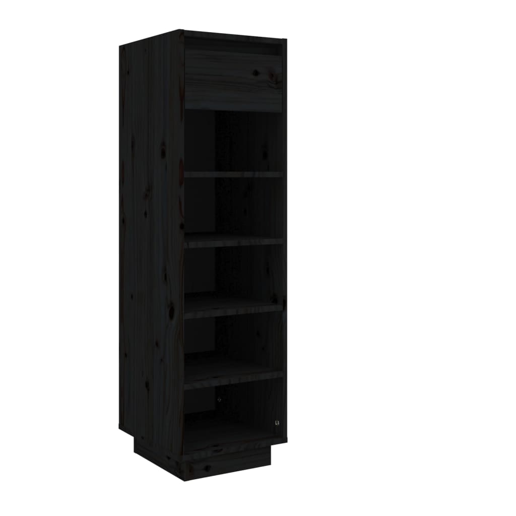 Étagère à chaussures noir 34x30x105 cm en bois de pin massif