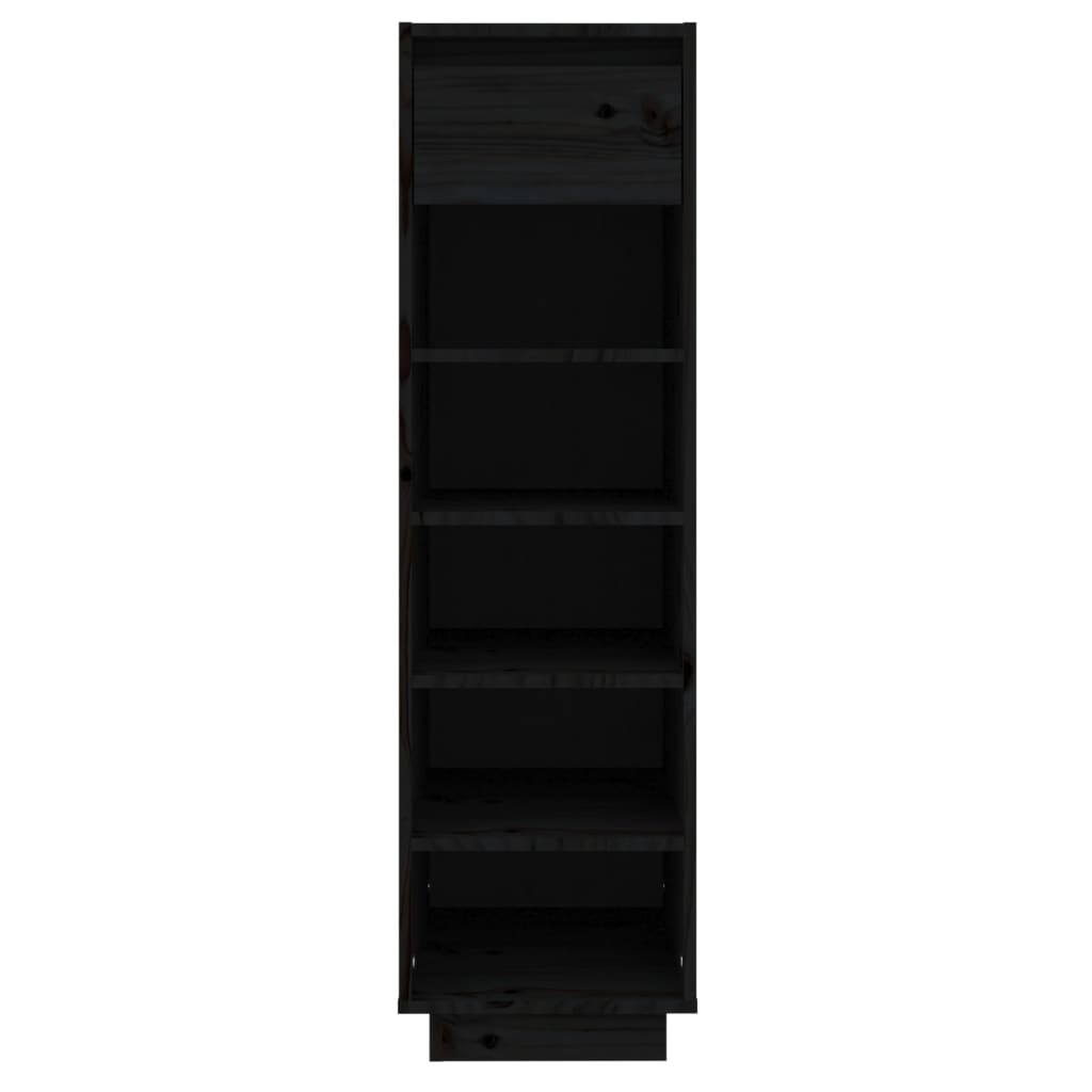 Étagère à chaussures noir 34x30x105 cm en bois de pin massif