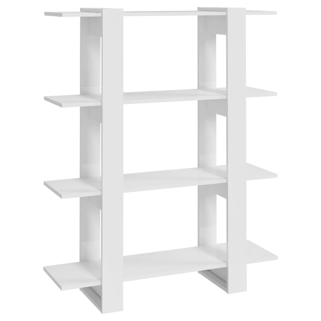 Bookcase/room divider high-gloss white 100x30x123.5 cm