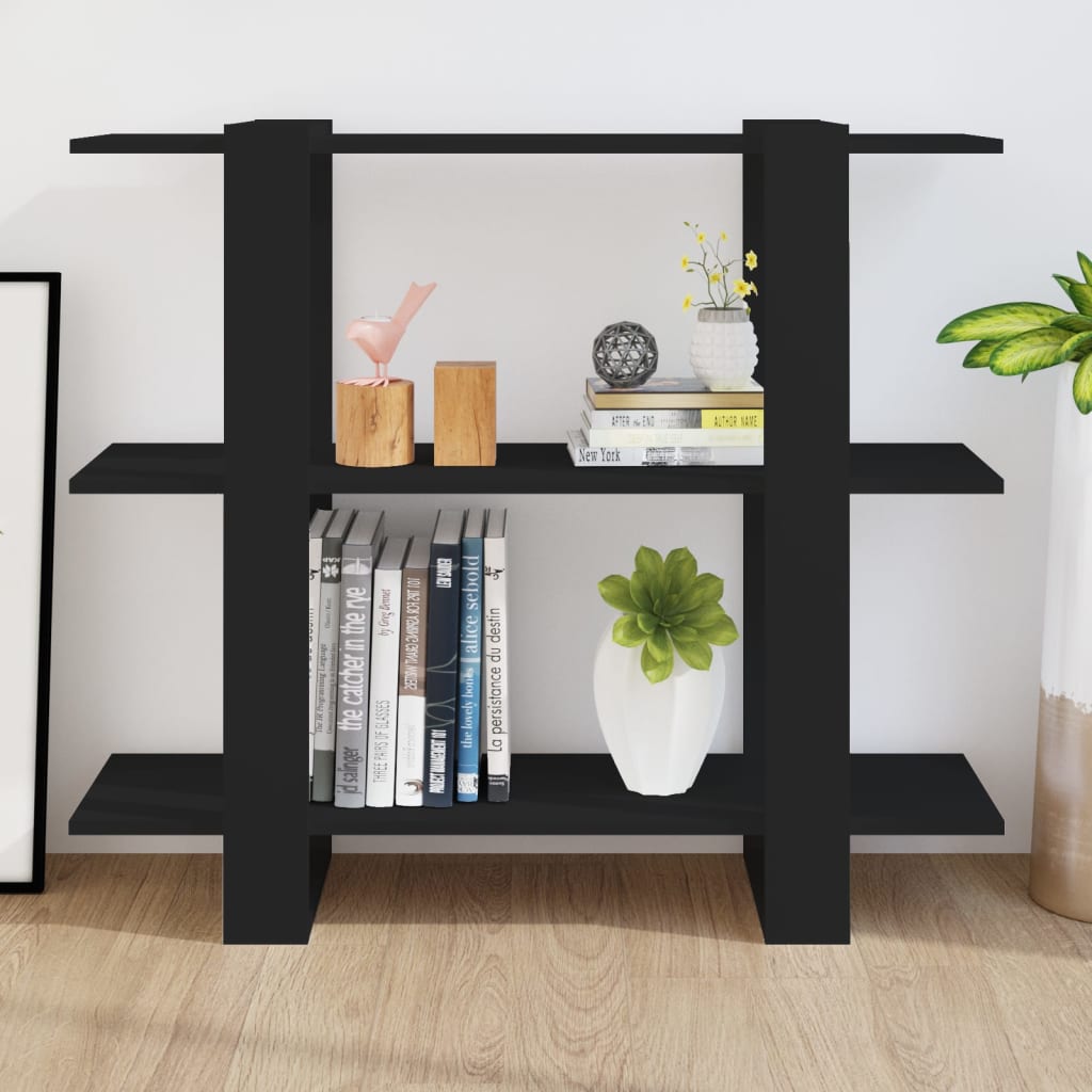 Bibliothèque/séparateur de pièce noir 100×30×87 cm