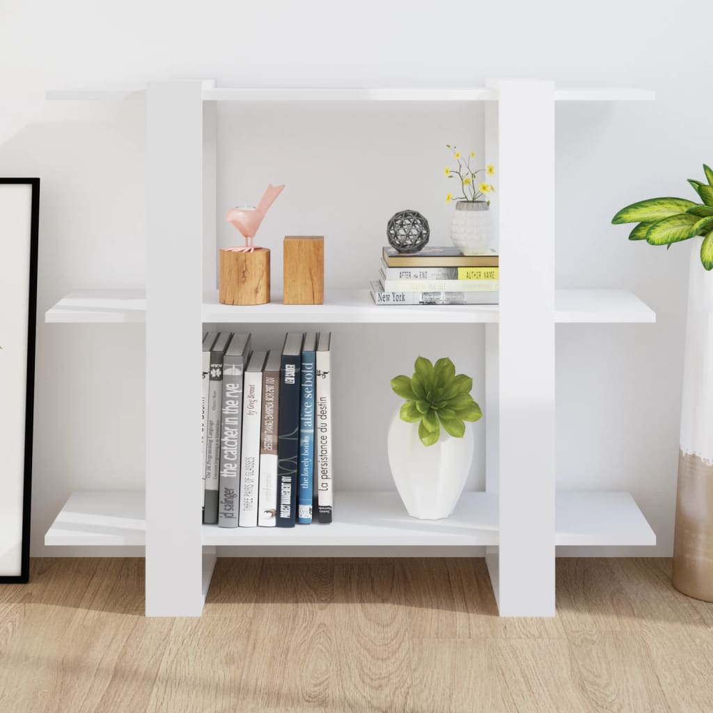 Bibliothèque/séparateur de pièce blanc brillant 100x30x87 cm