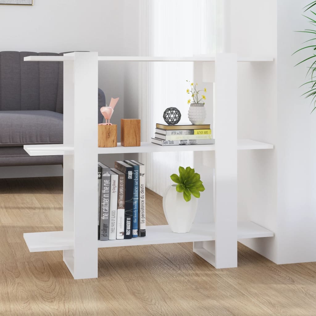 Bibliothèque/séparateur de pièce blanc brillant 100x30x87 cm