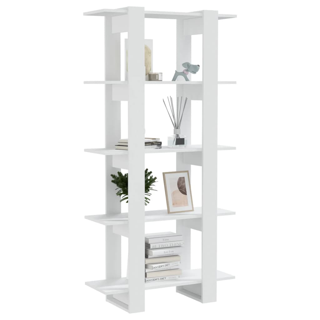 Bibliothèque/séparateur de pièce blanc 80x30x160 cm en bois