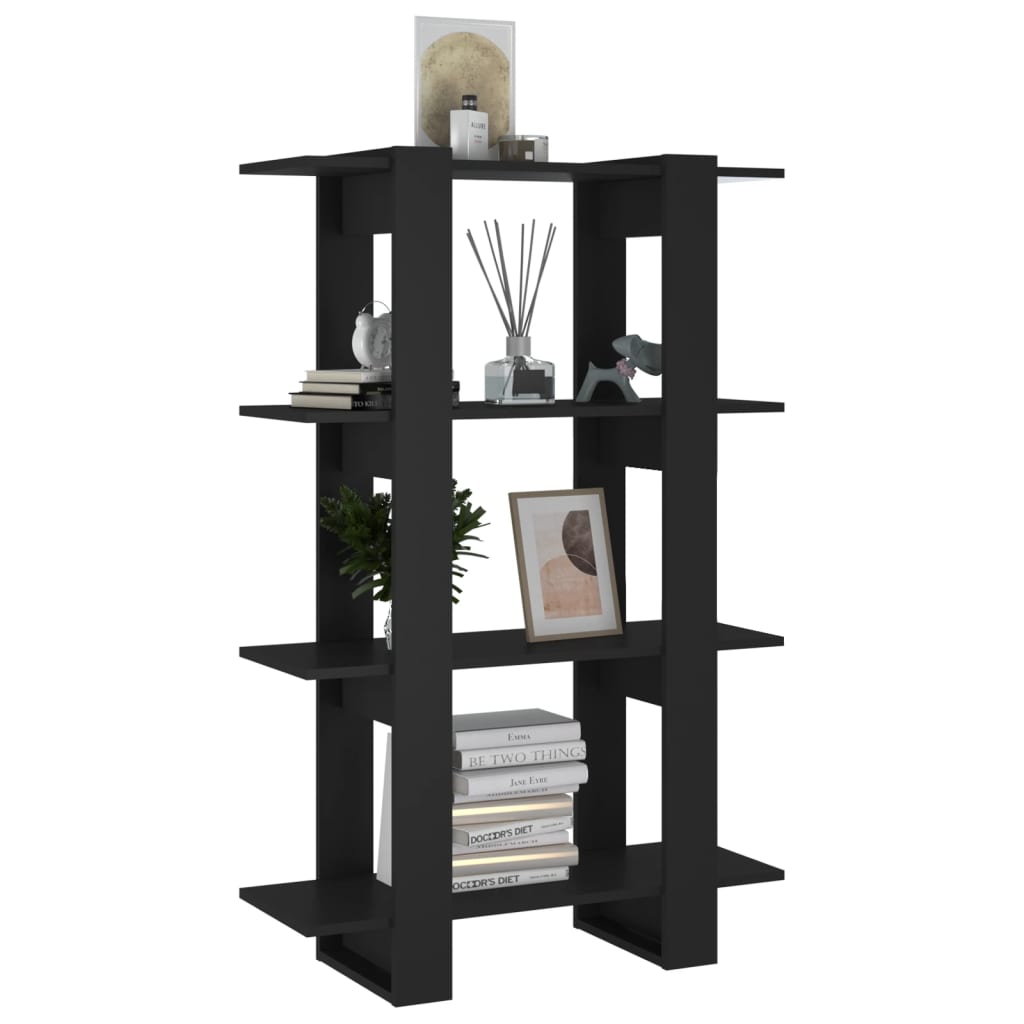 Bibliothèque/séparateur de pièce noir 80x30x123,5 cm