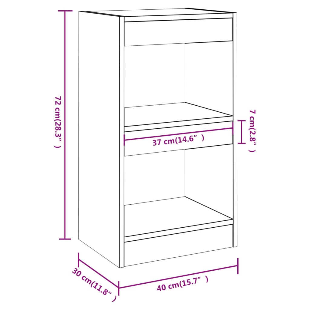 Bookcase/room divider white 40×30×72cm