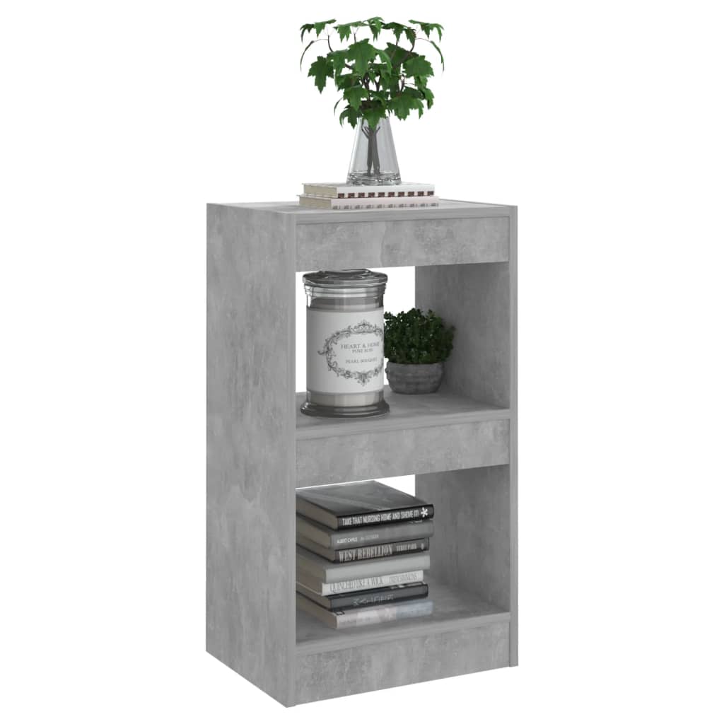 Bibliothèque/séparateur de pièce gris béton 40x30x72 cm