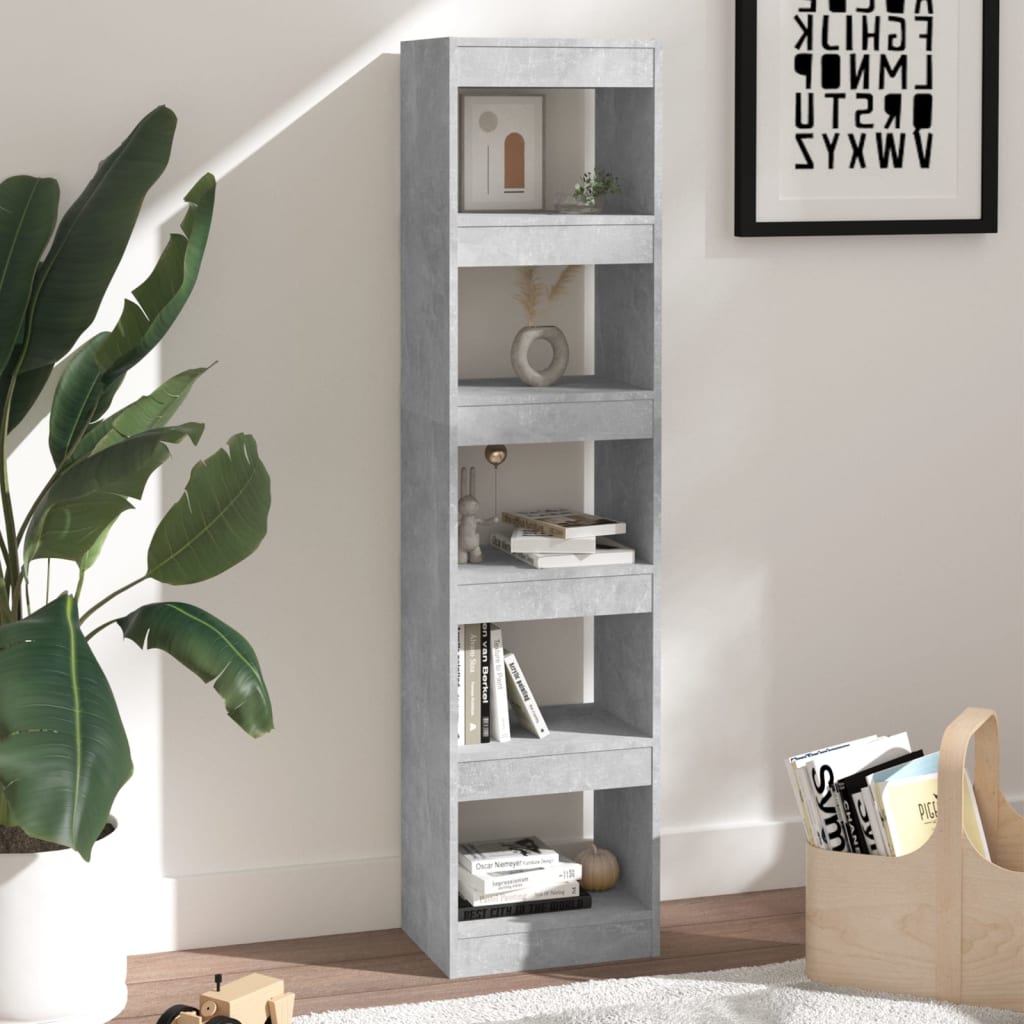 Bibliothèque/séparateur de pièce gris béton 40x30x166 cm