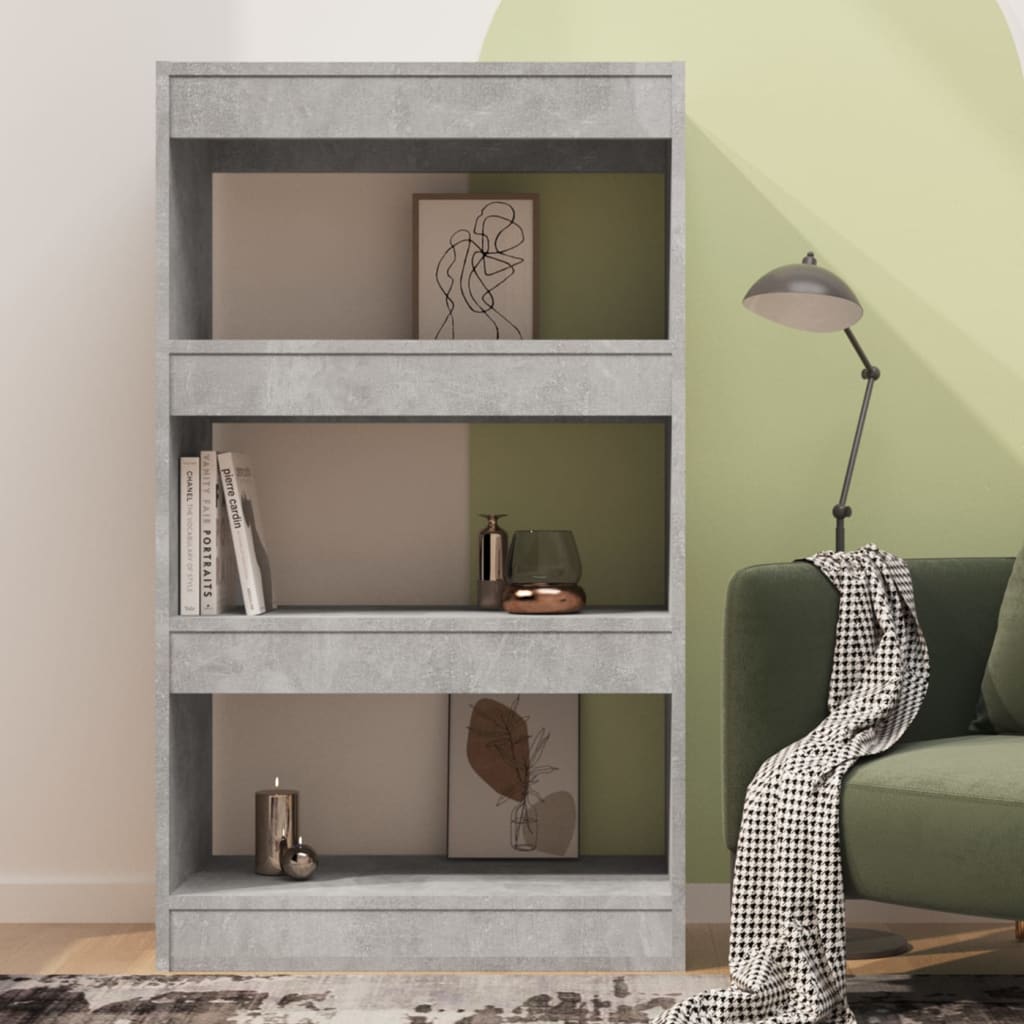 Bibliothèque/séparateur de pièce gris béton 60x30x103 cm matériau bois