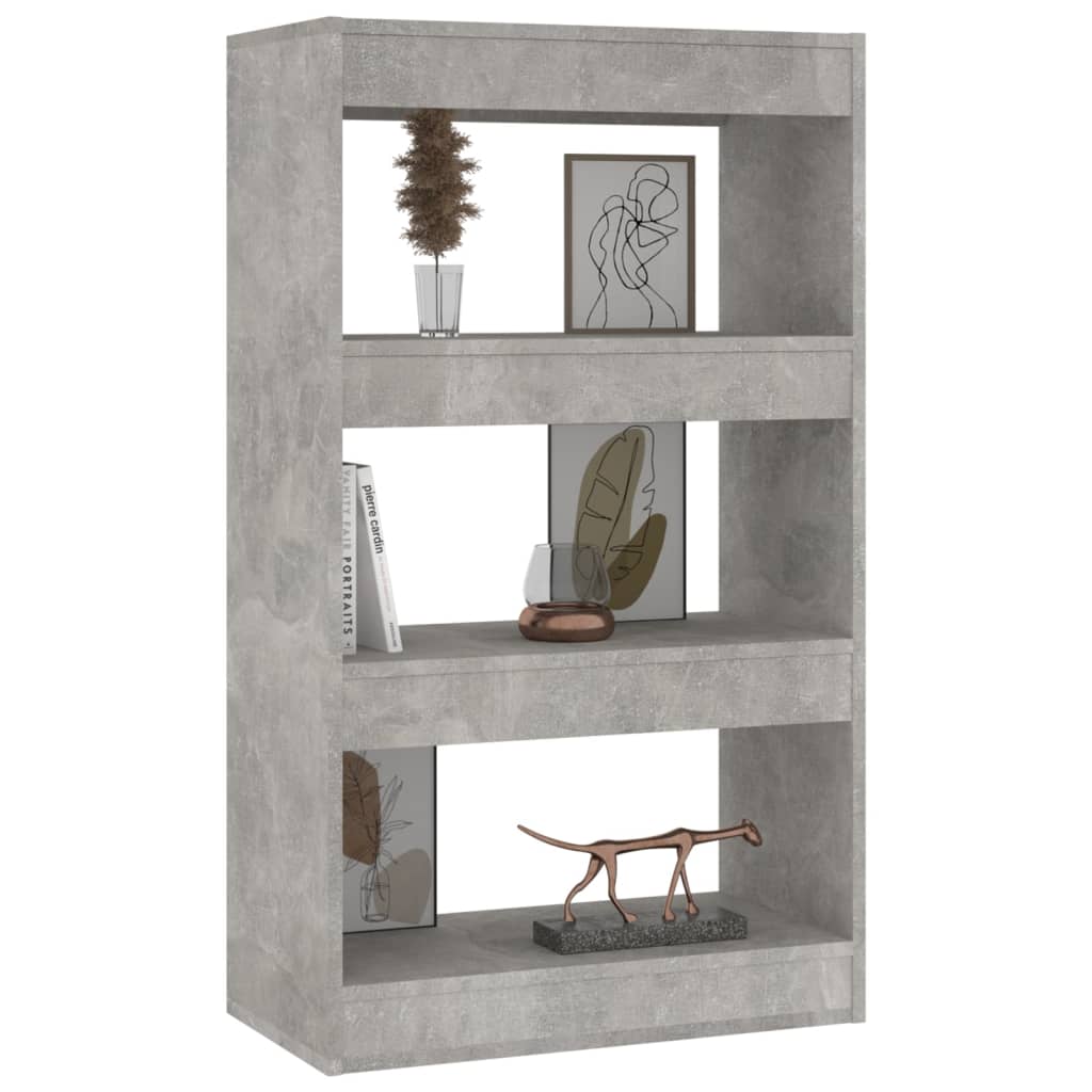 Bibliothèque/séparateur de pièce gris béton 60x30x103 cm matériau bois