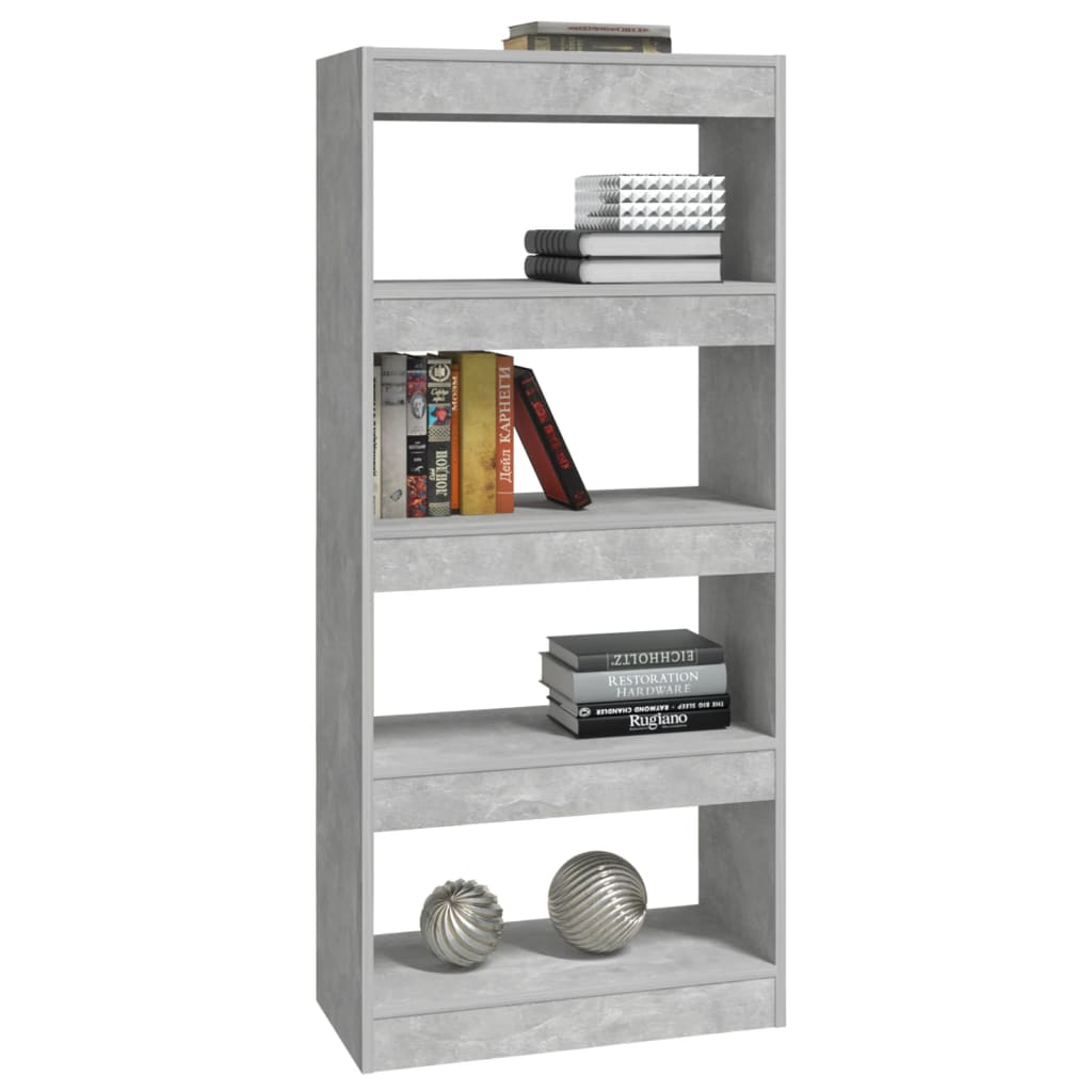 Bibliothèque/séparateur de pièce gris béton 60x30x135 cm matériau bois