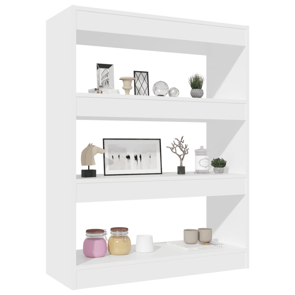Bookcase/room divider white 80x30x103 cm wood material