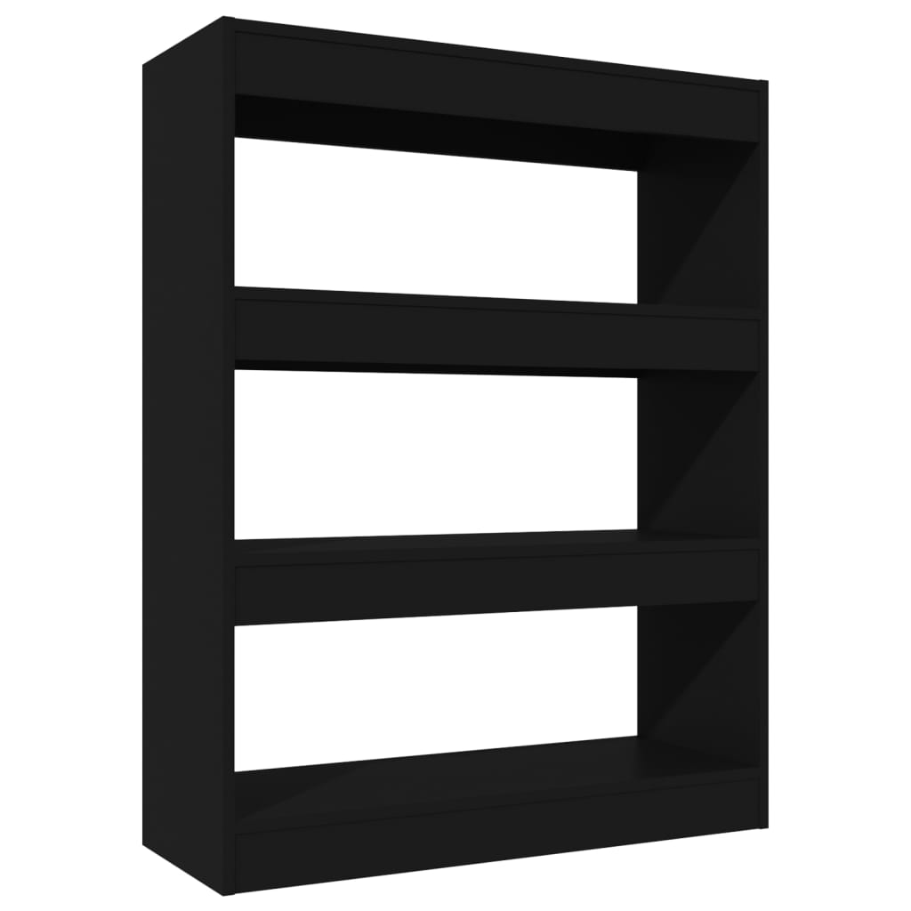 Bibliothèque/séparateur de pièce noir 80x30x103 cm matériau bois