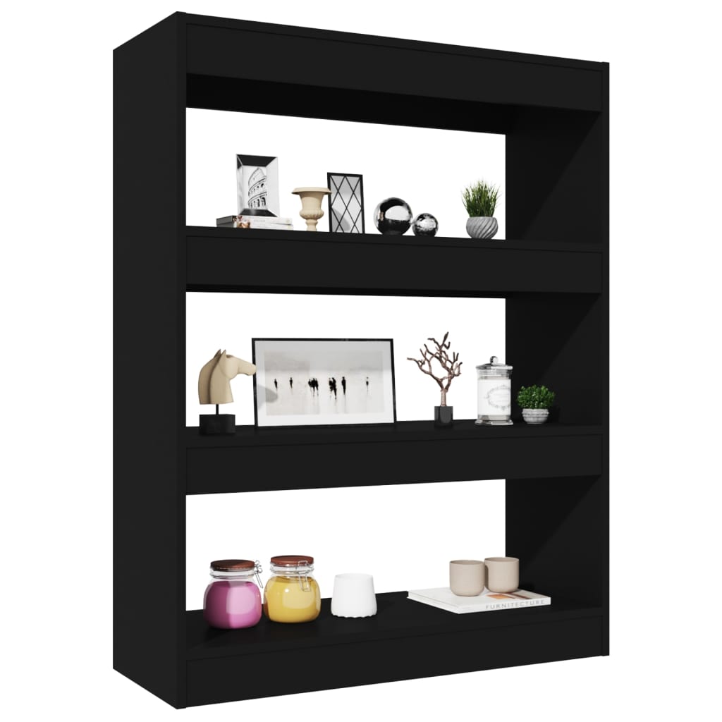 Bibliothèque/séparateur de pièce noir 80x30x103 cm matériau bois