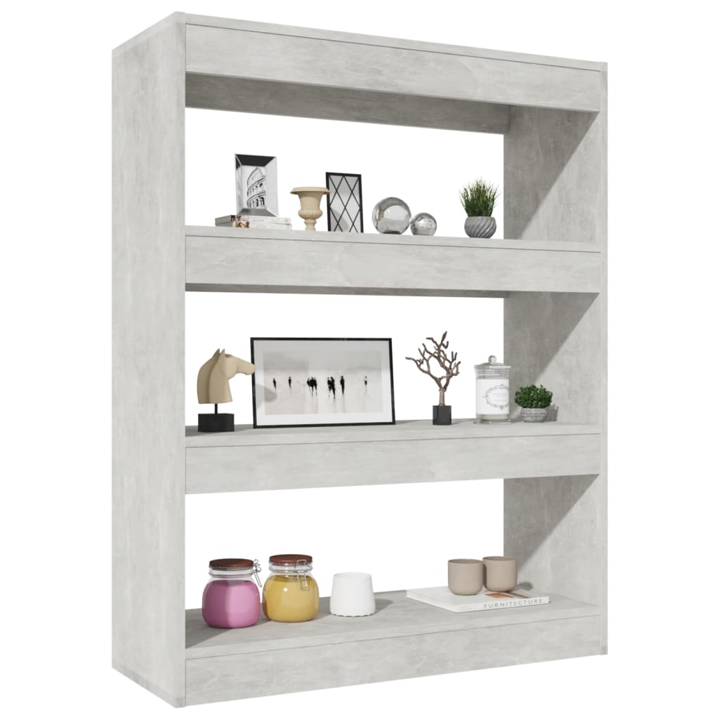 Bibliothèque/séparateur de pièce gris béton 80x30x103 cm matériau bois