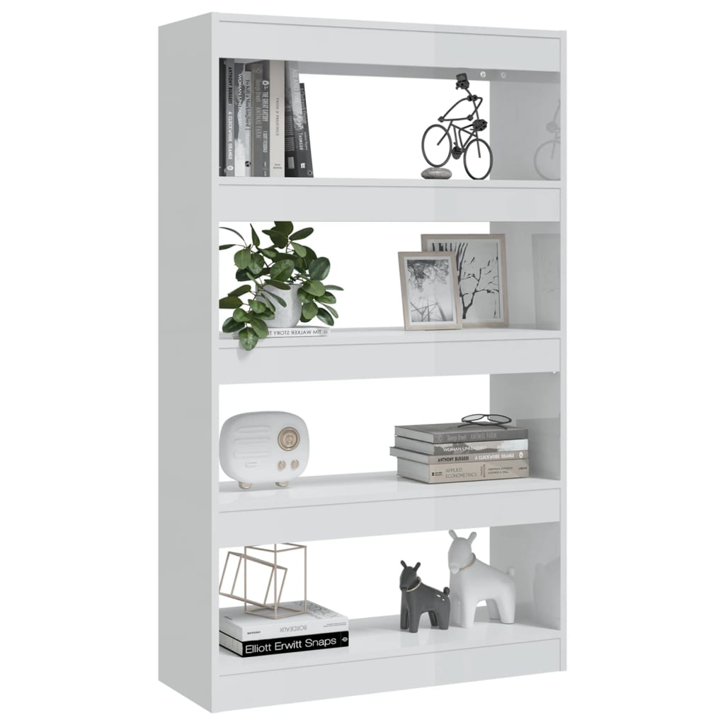 Bibliothèque/séparateur de pièce blanc brillant 80x30x135cm en bois