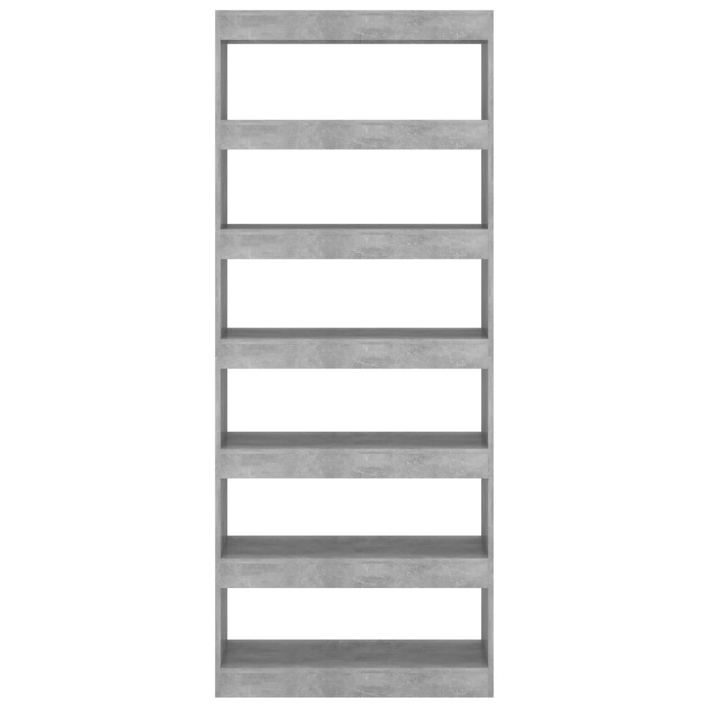 Bibliothèque/séparateur de pièce gris béton 80x30x198 cm en bois