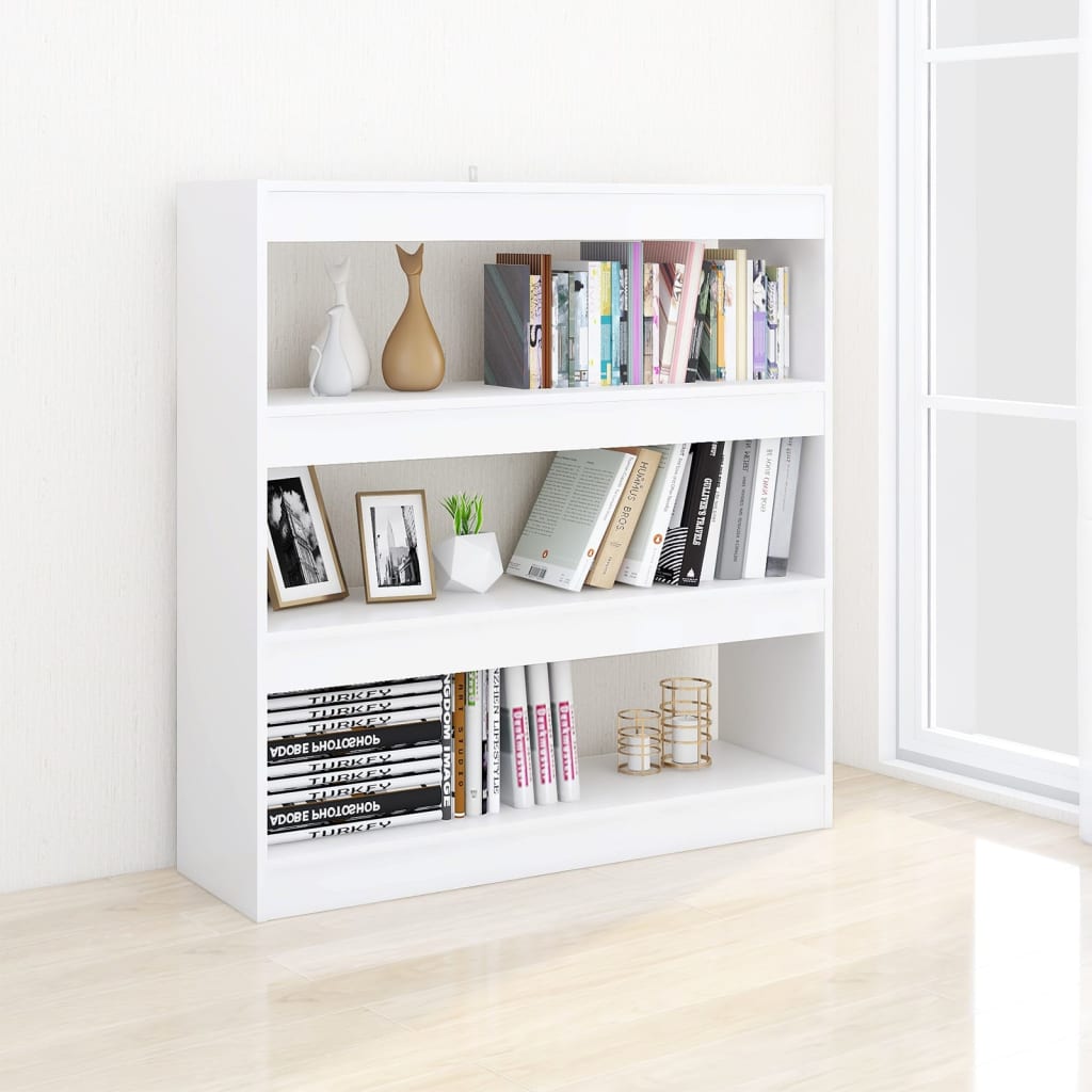 Bibliothèque/séparateur de pièce blanc 100x30x103 cm