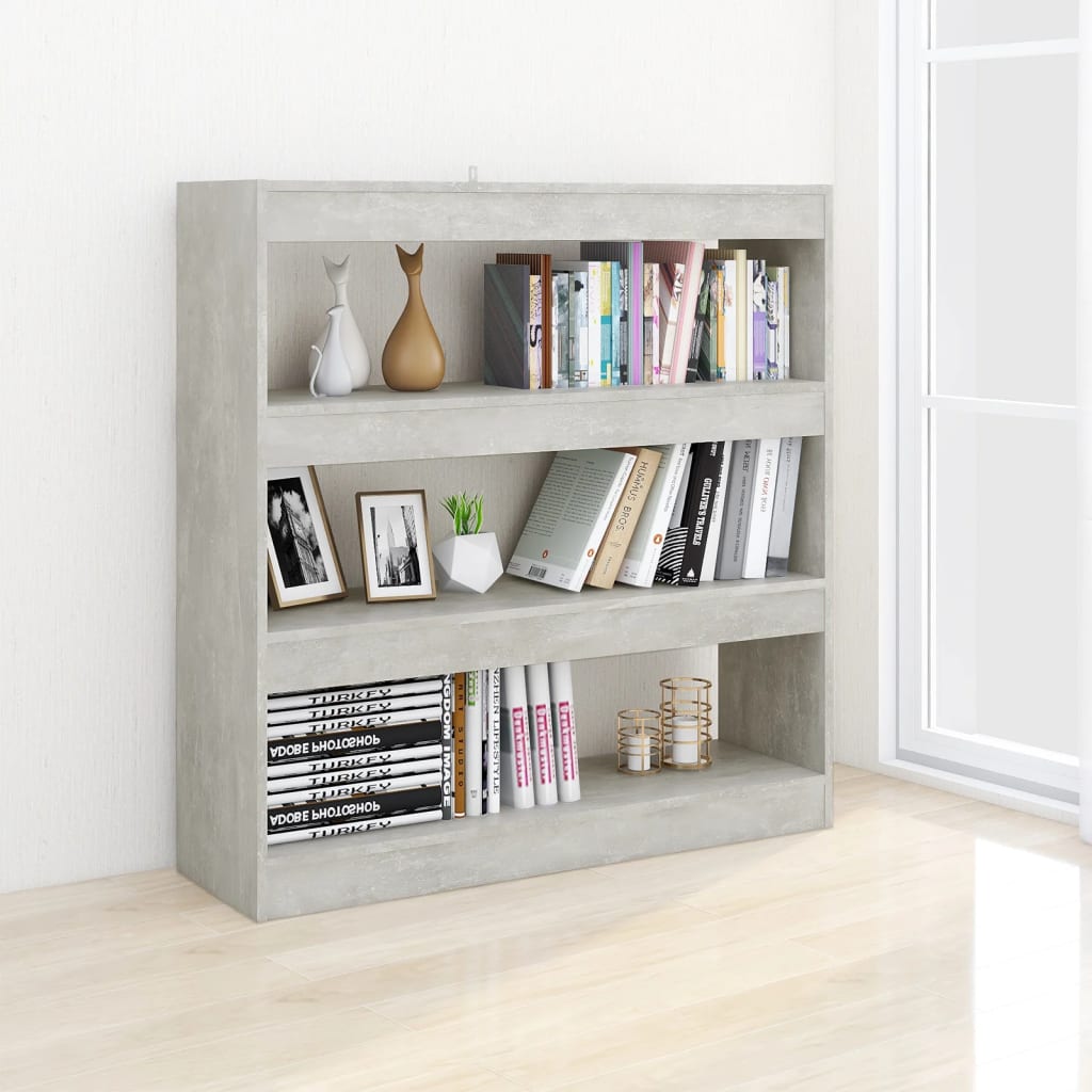 Bibliothèque/séparateur de pièce gris béton 100x30x103 cm