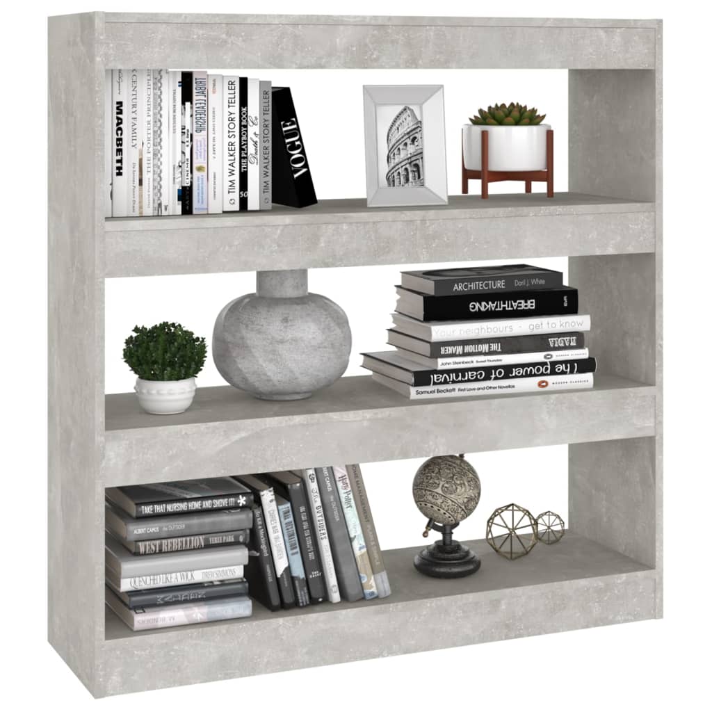 Bibliothèque/séparateur de pièce gris béton 100x30x103 cm