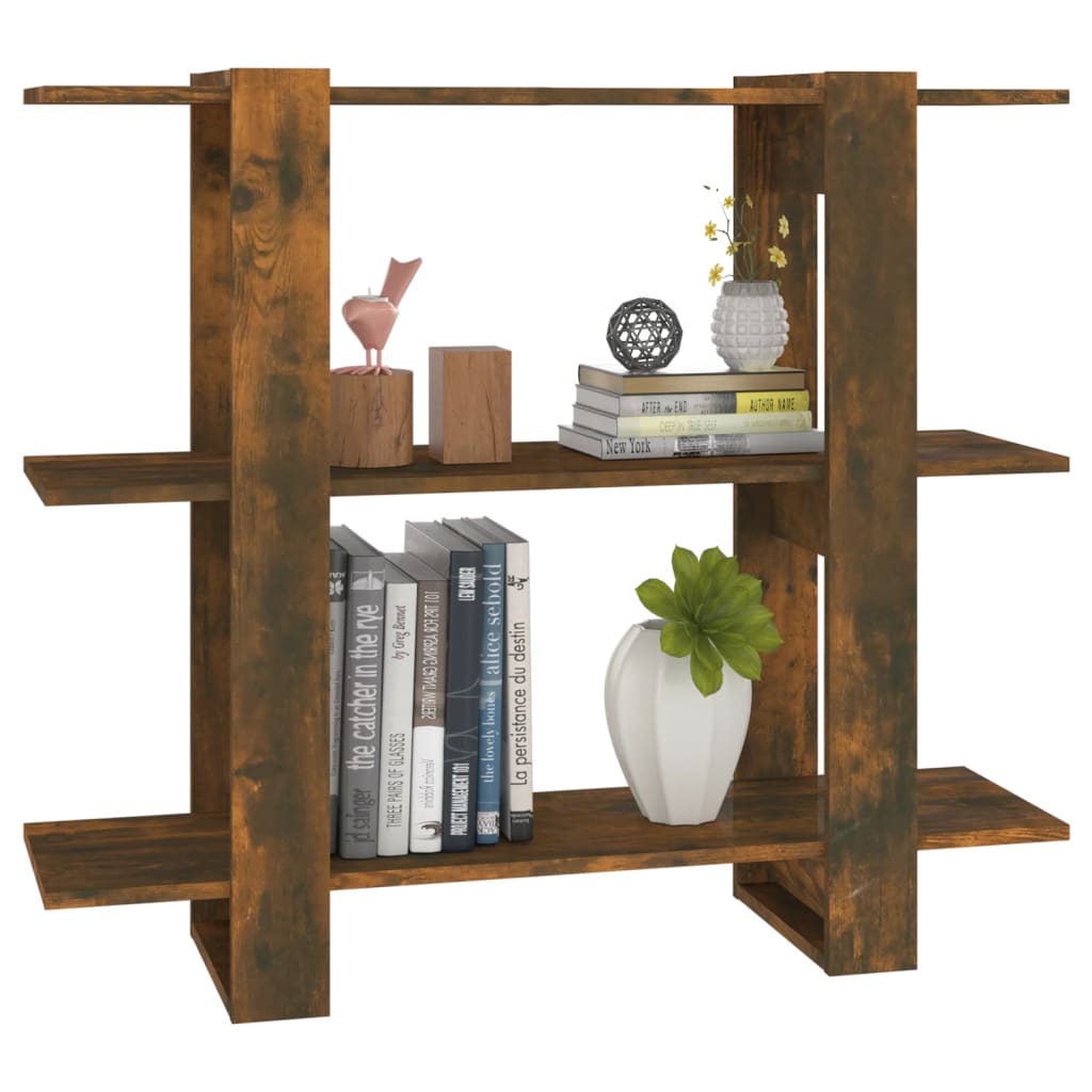 Bibliothèque/séparateur de pièce chêne fumé 100×30×87 cm