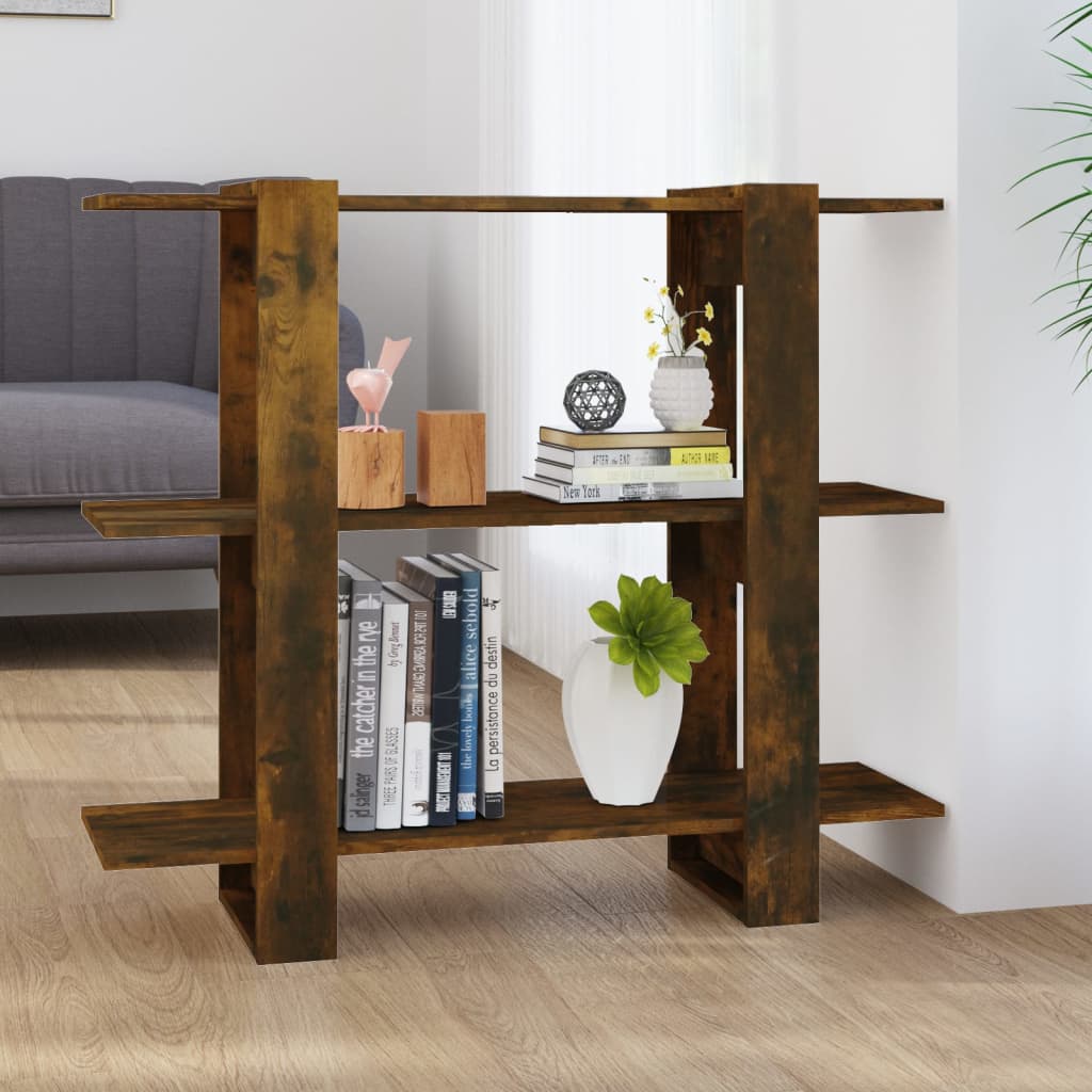 Bibliothèque/séparateur de pièce chêne fumé 100×30×87 cm