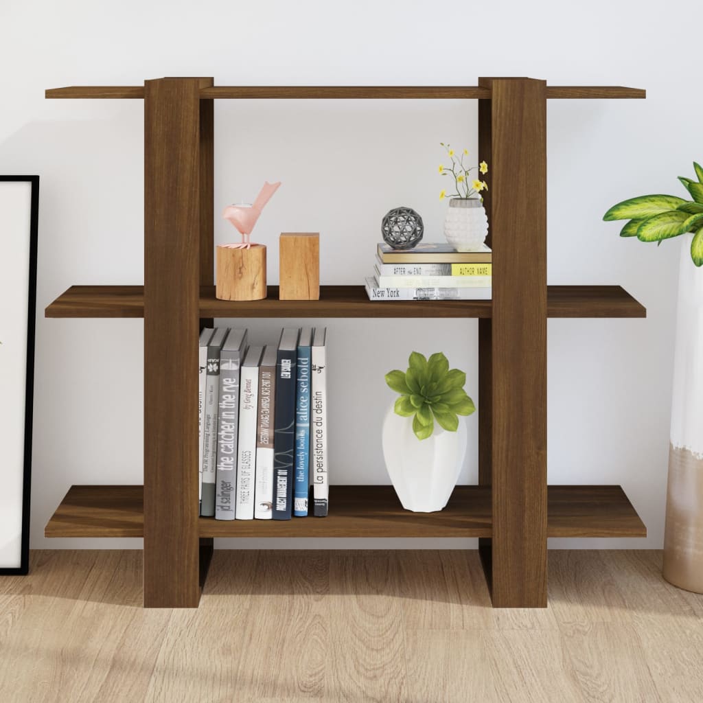 Bibliothèque/séparateur de pièce aspect chêne brun 100×30×87 cm