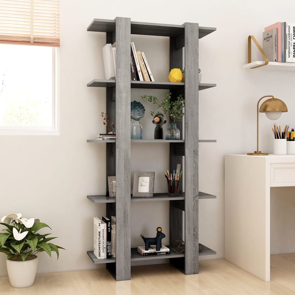 Bibliothèque/séparateur de pièce gris Sonoma 80x30x160 cm matériau bois