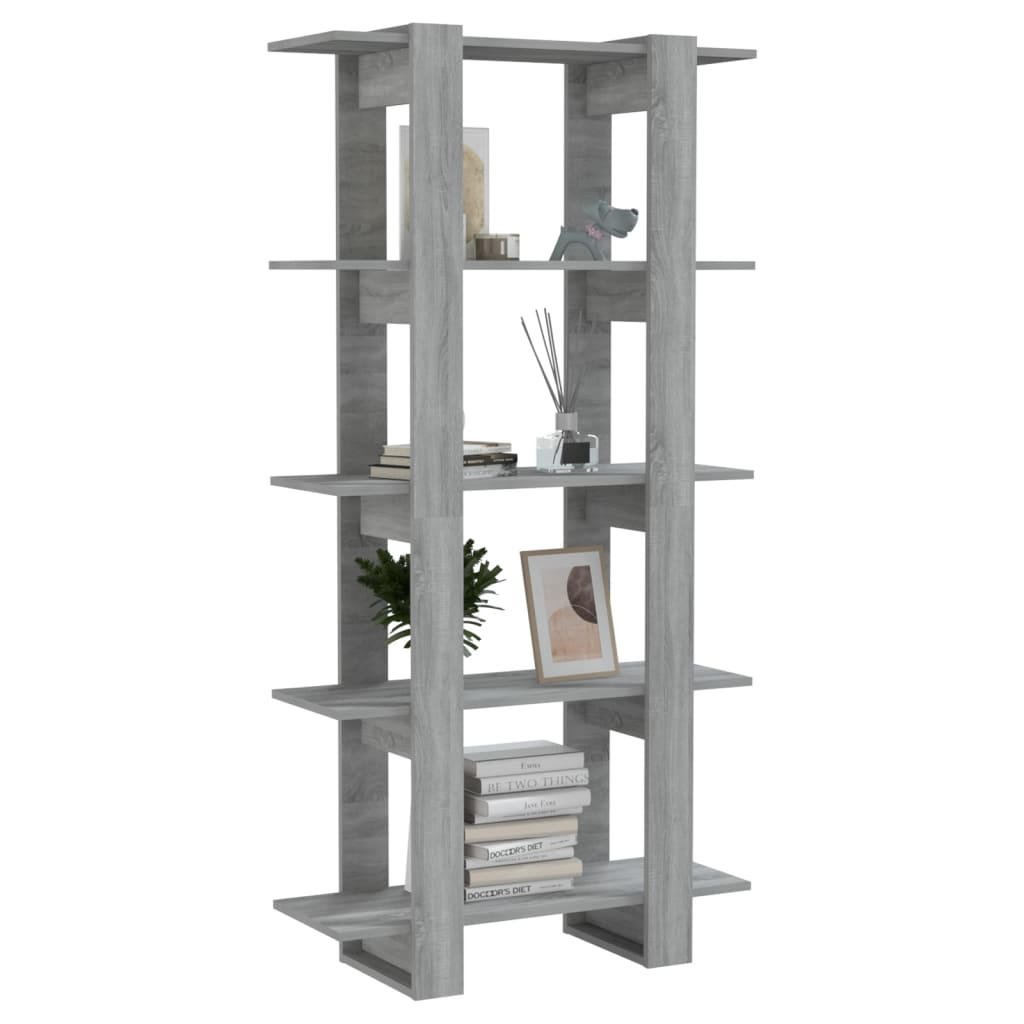 Bibliothèque/séparateur de pièce gris Sonoma 80x30x160 cm matériau bois