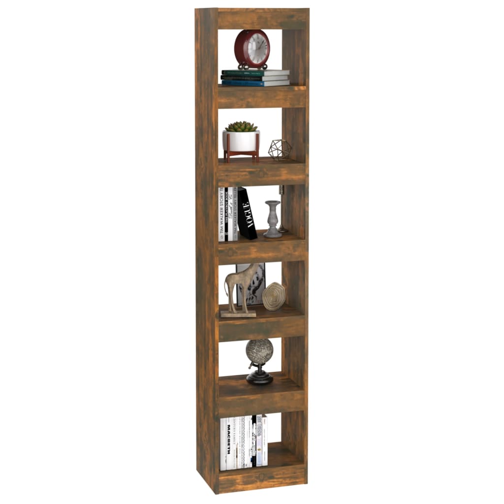 Bibliothèque/séparateur de pièce chêne fumé 40x30x198 cm