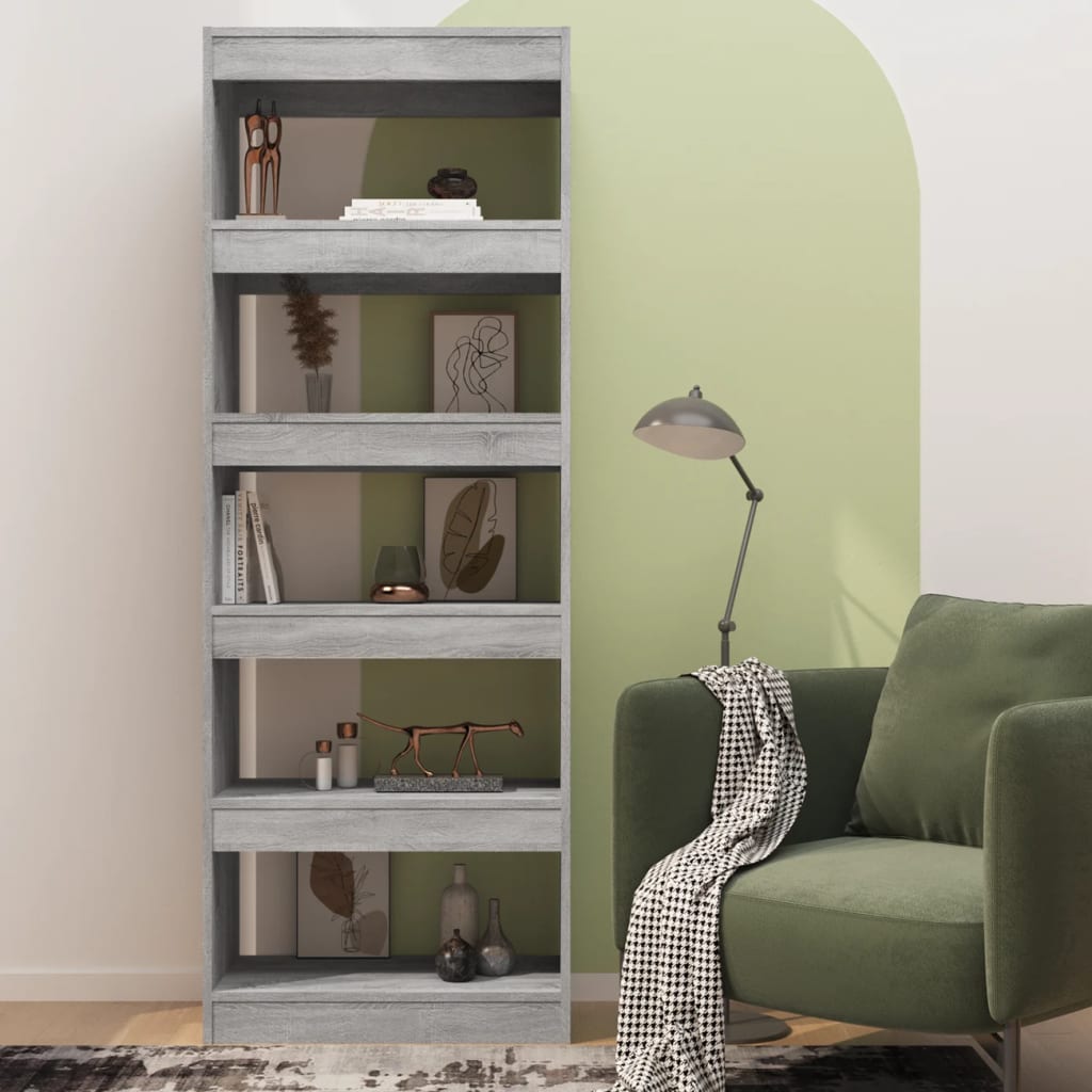 Bibliothèque/séparateur de pièce gris Sonoma 60x30x166 cm matériau bois